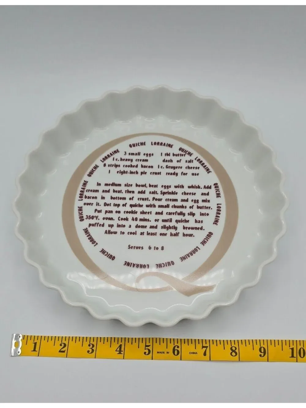 Vintage Tokan Japan Epicure Quiche Lorraine Recipe Baking Dish